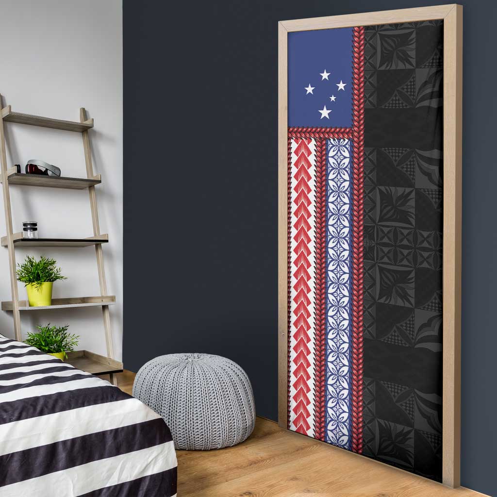 Samoa Flag Door Cover Ula Fala With Samoan Siapo LT05 - Polynesian Pride