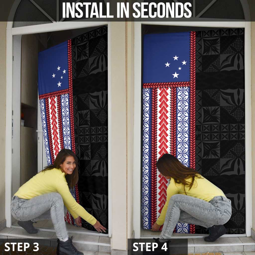 Samoa Flag Door Cover Ula Fala With Samoan Siapo LT05 - Polynesian Pride