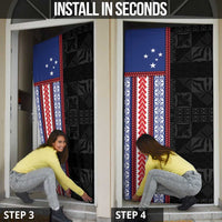 Samoa Flag Door Cover Ula Fala With Samoan Siapo LT05 - Polynesian Pride