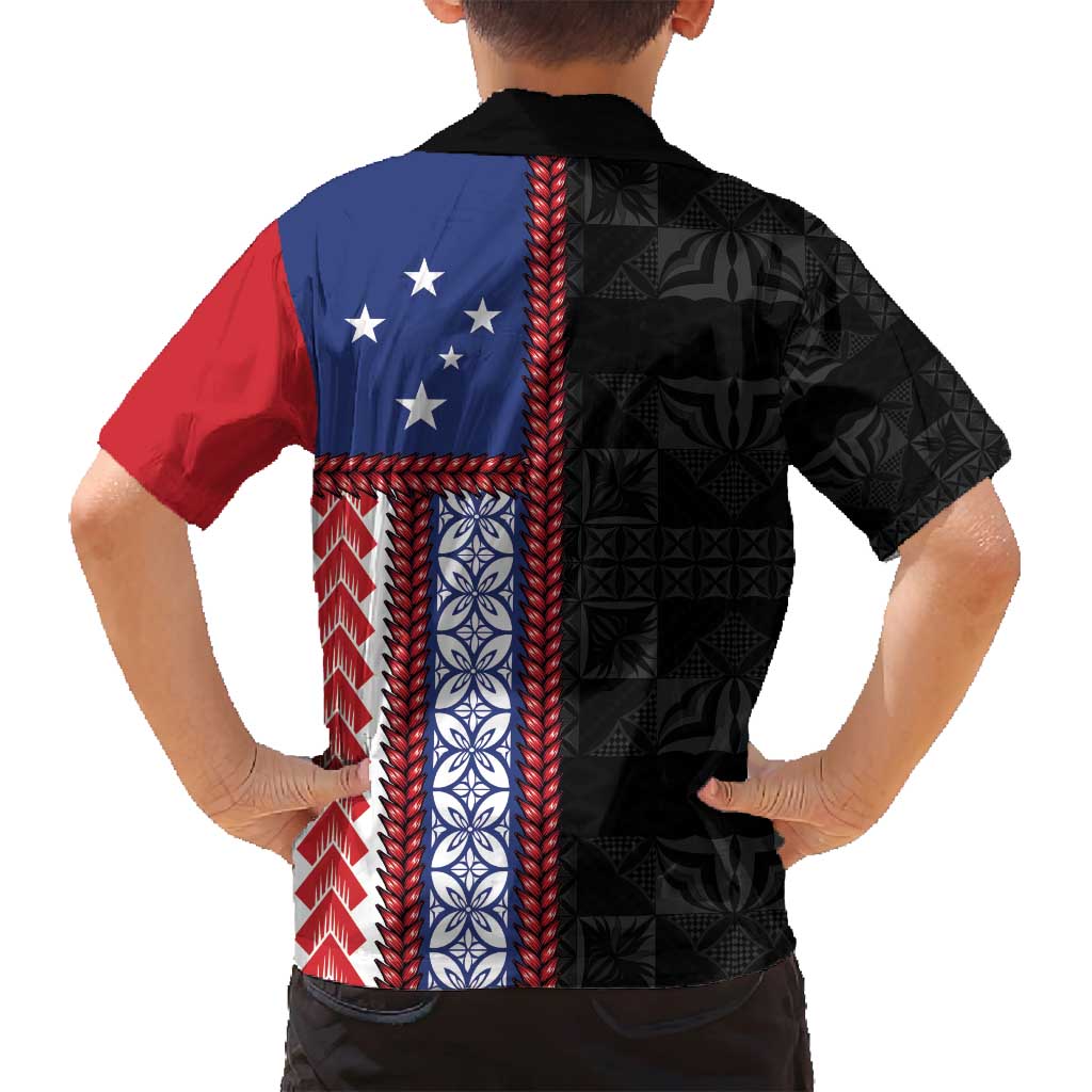 Samoa Flag Family Matching Long Sleeve Bodycon Dress and Hawaiian Shirt Ula Fala With Samoan Siapo - Polynesian Pride