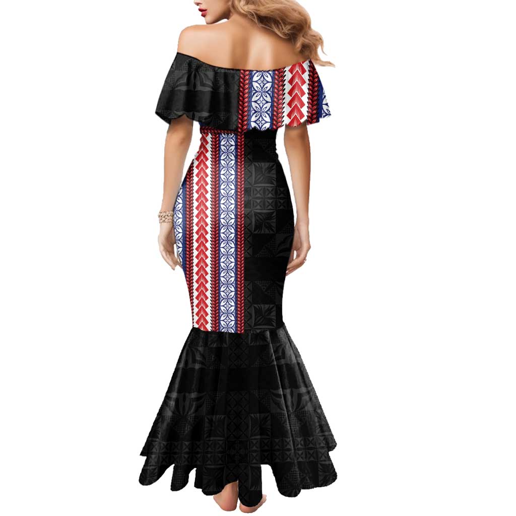 Samoa Flag Family Matching Mermaid Dress and Hawaiian Shirt Ula Fala With Samoan Siapo - Polynesian Pride
