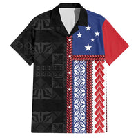 Samoa Flag Family Matching Short Sleeve Bodycon Dress and Hawaiian Shirt Ula Fala With Samoan Siapo - Polynesian Pride