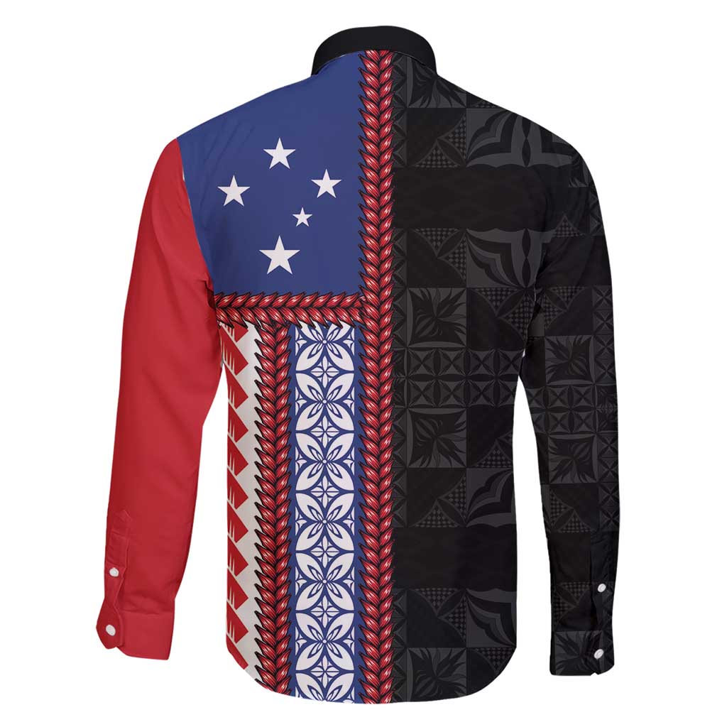 Samoa Flag Family Matching Short Sleeve Bodycon Dress and Hawaiian Shirt Ula Fala With Samoan Siapo - Polynesian Pride