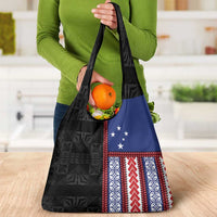 Samoa Flag Grocery Bag Ula Fala With Samoan Siapo - Polynesian Pride