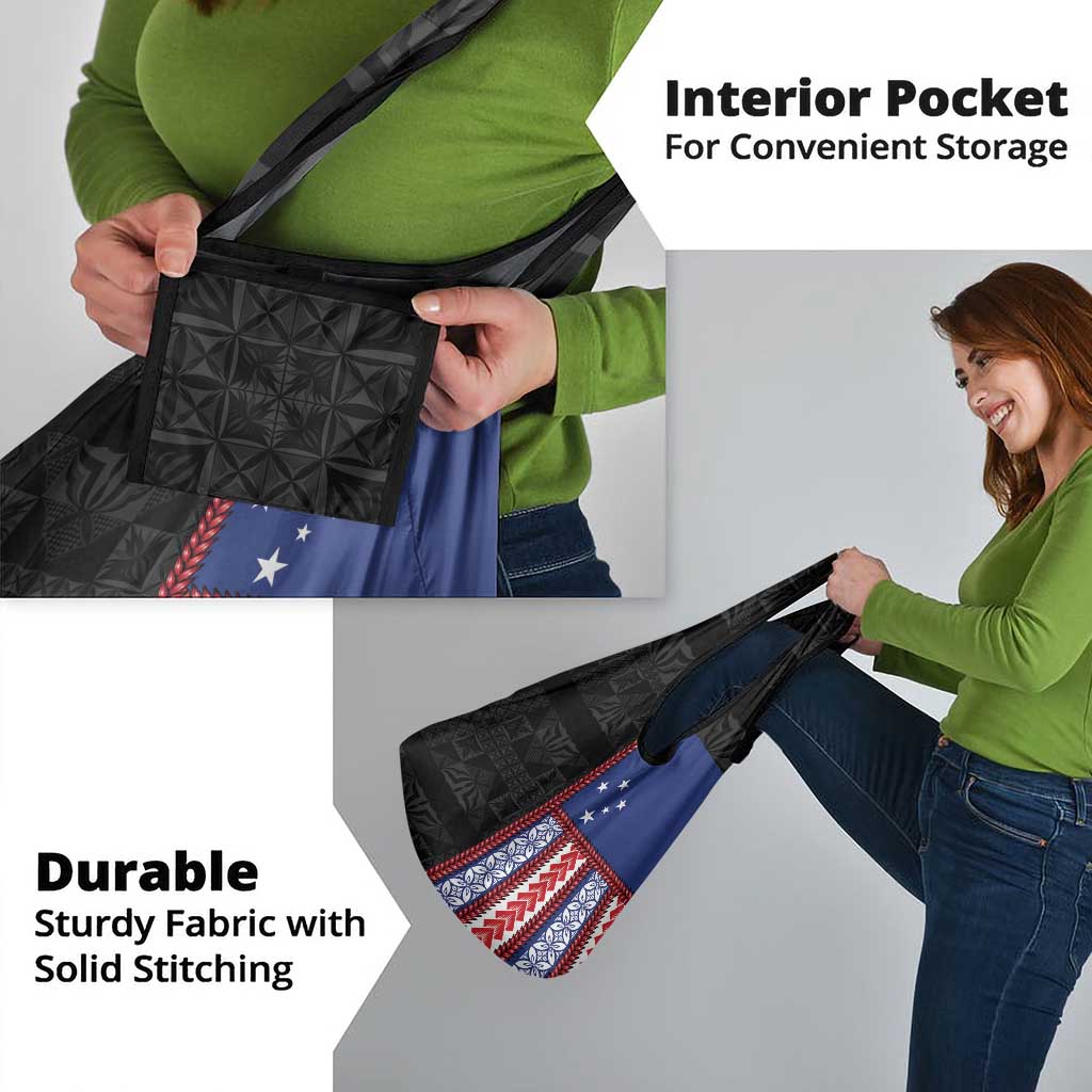 Samoa Flag Grocery Bag Ula Fala With Samoan Siapo - Polynesian Pride