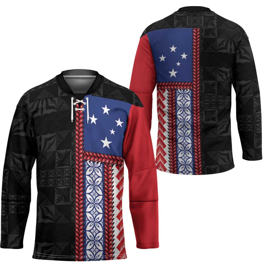 Samoa Flag Hockey Jersey Ula Fala With Samoan Siapo - Polynesian Pride