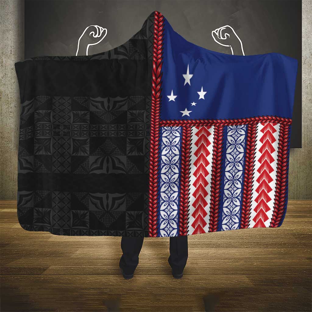 Samoa Flag Hooded Blanket Ula Fala With Samoan Siapo LT05 - Polynesian Pride