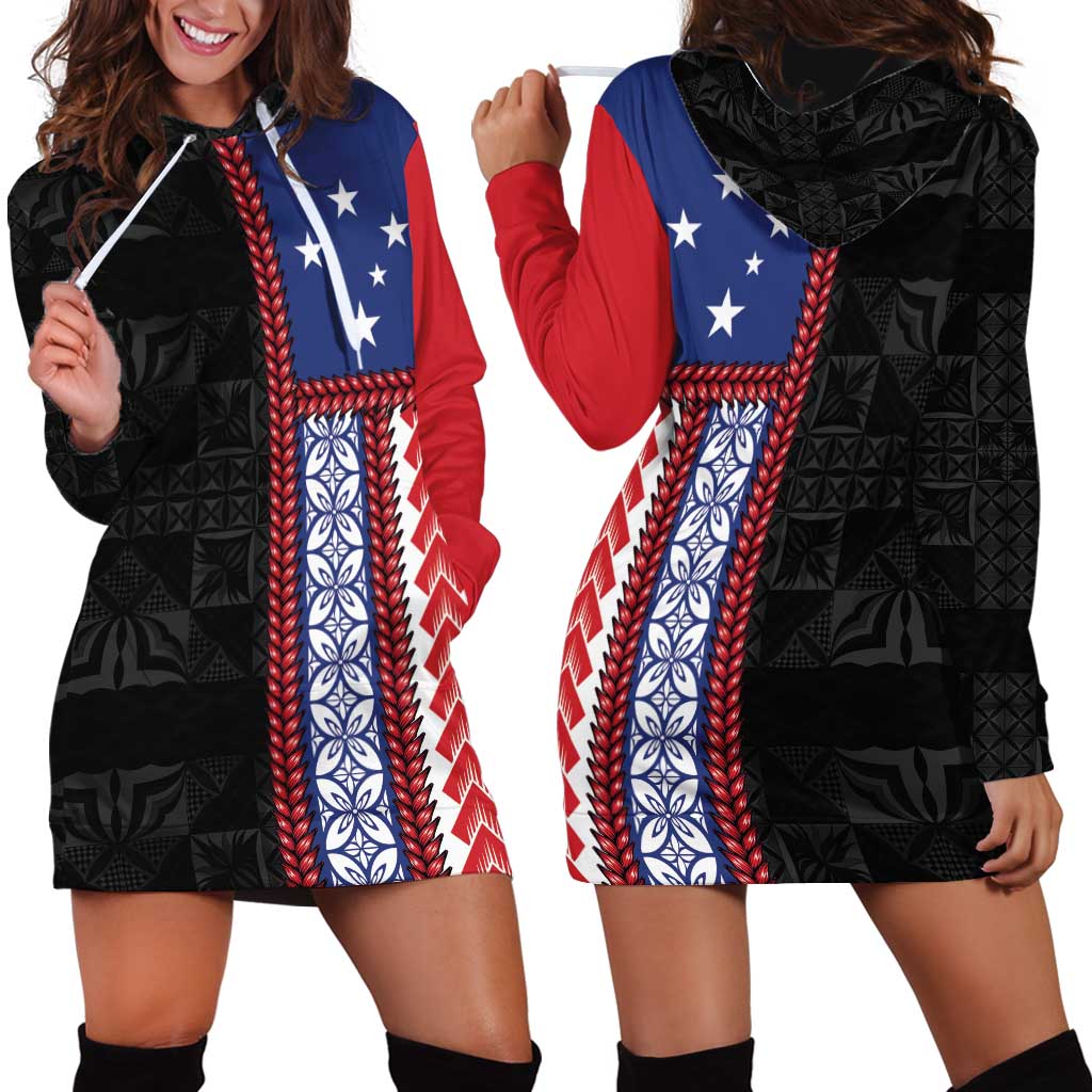 Samoa Flag Hoodie Dress Ula Fala With Samoan Siapo LT05 - Polynesian Pride