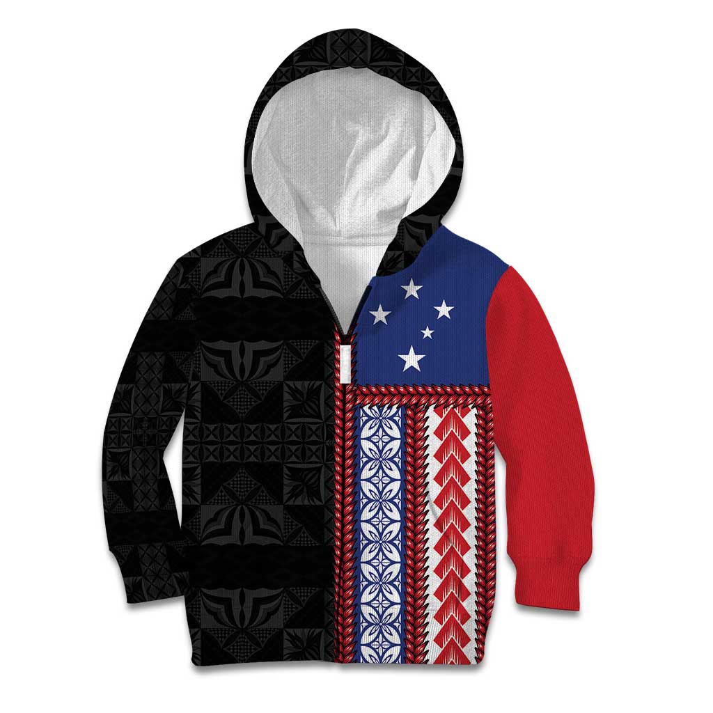 Samoa Flag Kid Hoodie Ula Fala With Samoan Siapo - Polynesian Pride