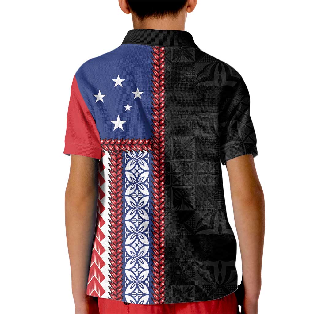 Samoa Flag Kid Polo Shirt Ula Fala With Samoan Siapo LT05 - Polynesian Pride