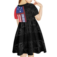 Samoa Flag Kid Short Sleeve Dress Ula Fala With Samoan Siapo LT05 - Polynesian Pride