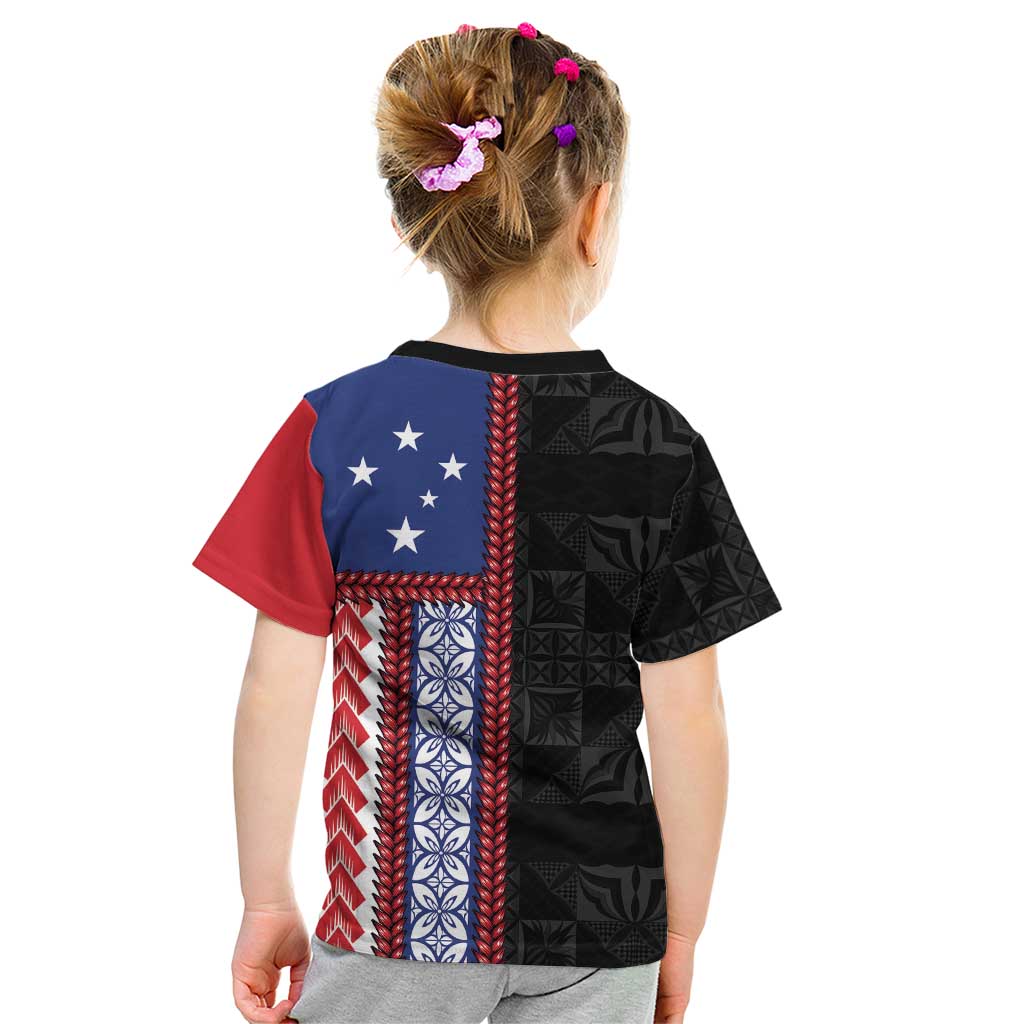 Samoa Flag Kid T Shirt Ula Fala With Samoan Siapo - Polynesian Pride