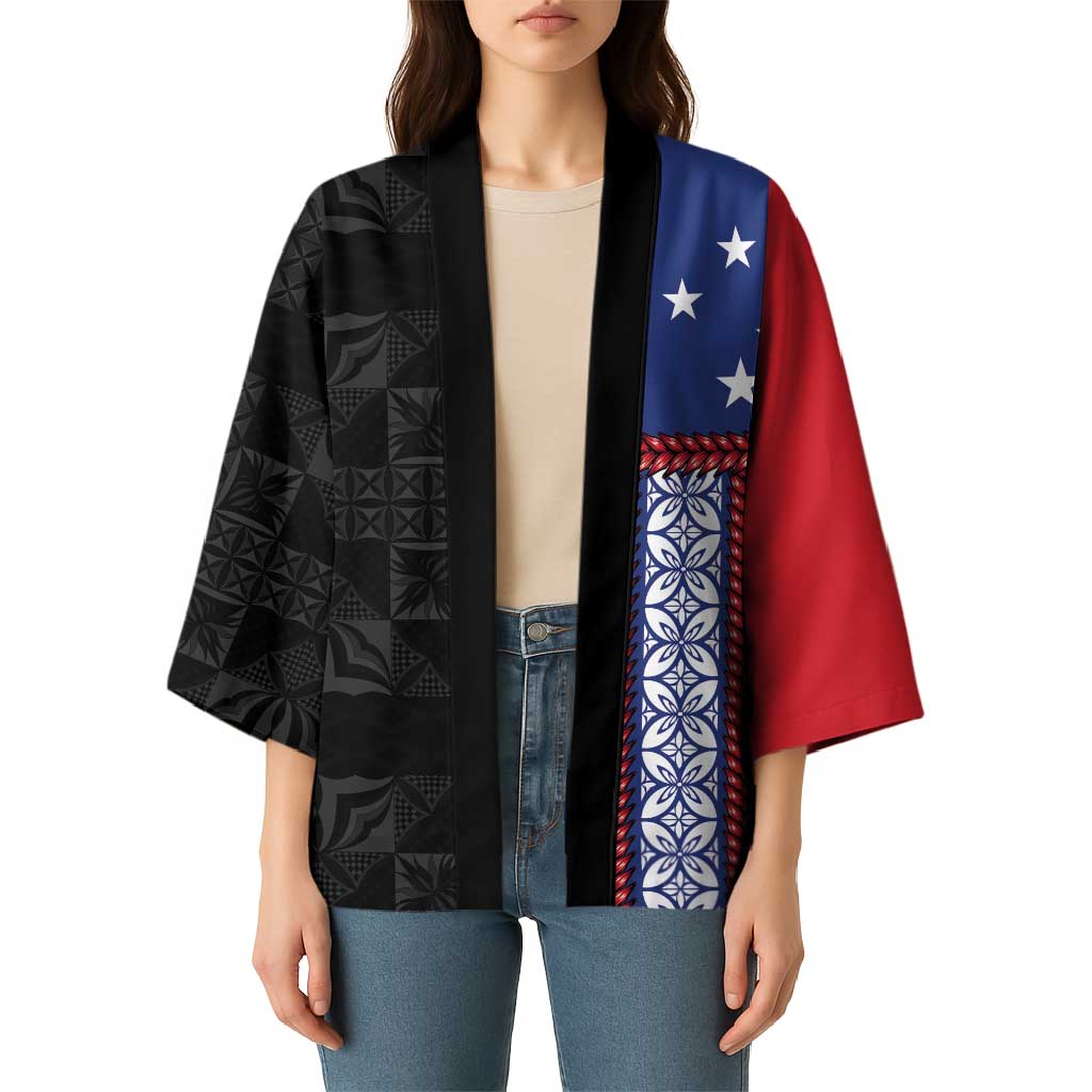 Samoa Flag Kimono Ula Fala With Samoan Siapo LT05 - Polynesian Pride