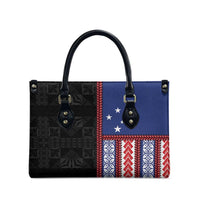 Samoa Flag Leather Bag Ula Fala With Samoan Siapo - Polynesian Pride
