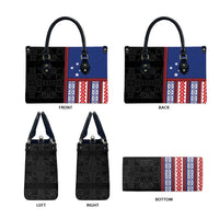 Samoa Flag Leather Bag Ula Fala With Samoan Siapo - Polynesian Pride