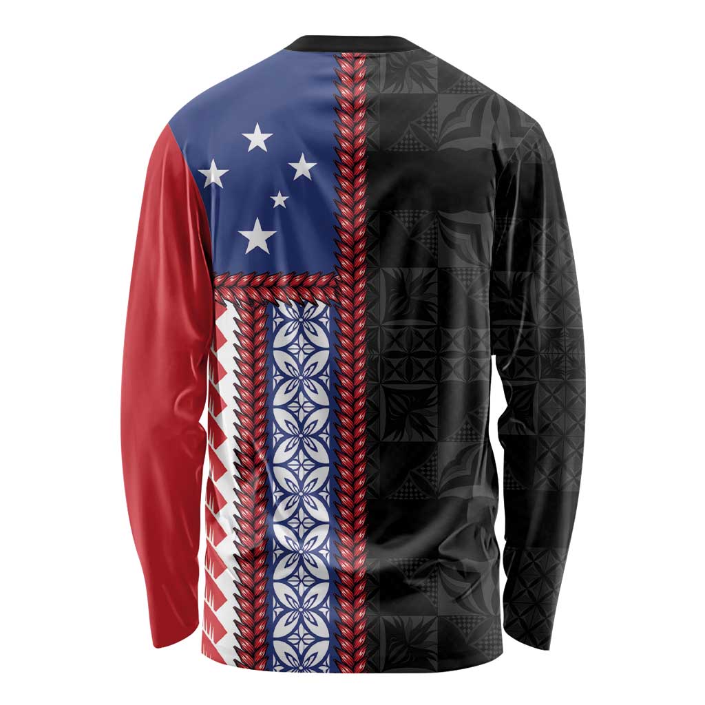 Samoa Flag Long Sleeve Shirt Ula Fala With Samoan Siapo LT05 - Polynesian Pride