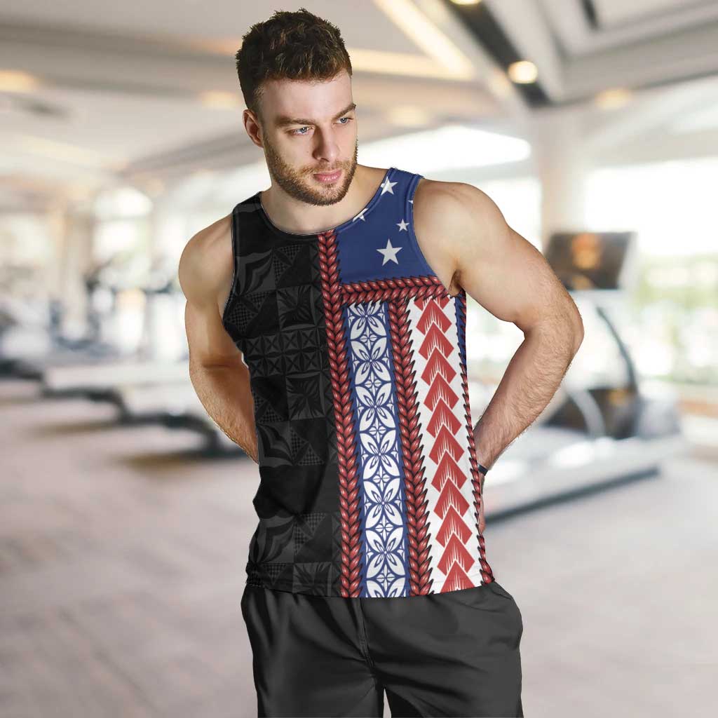 Samoa Flag Men Tank Top Ula Fala With Samoan Siapo - Polynesian Pride