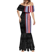 Samoa Flag Mermaid Dress Ula Fala With Samoan Siapo LT05 - Polynesian Pride
