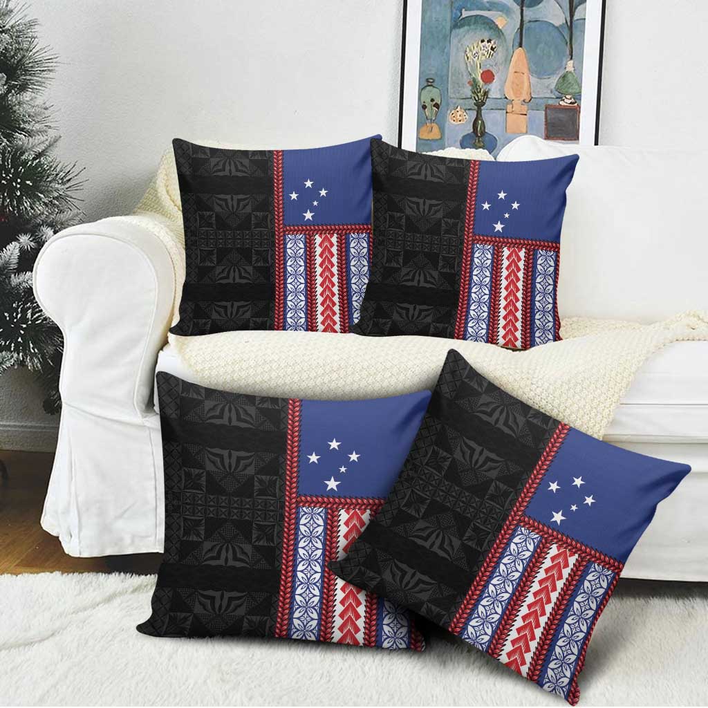 Samoa Flag Pillow Cover Ula Fala With Samoan Siapo - Polynesian Pride