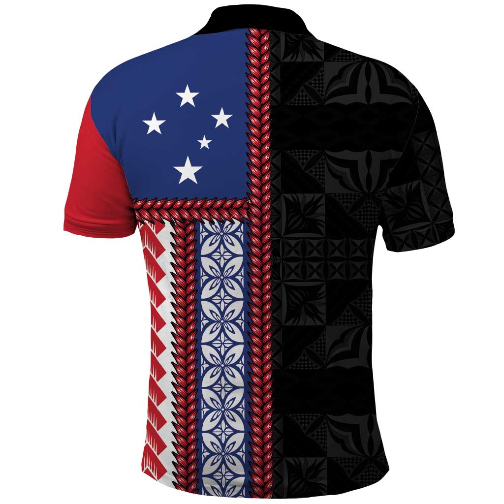Samoa Flag Polo Shirt Ula Fala With Samoan Siapo LT05 - Polynesian Pride