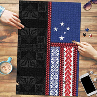 Samoa Flag Puzzle Ula Fala With Samoan Siapo LT05 Black - Polynesian Pride