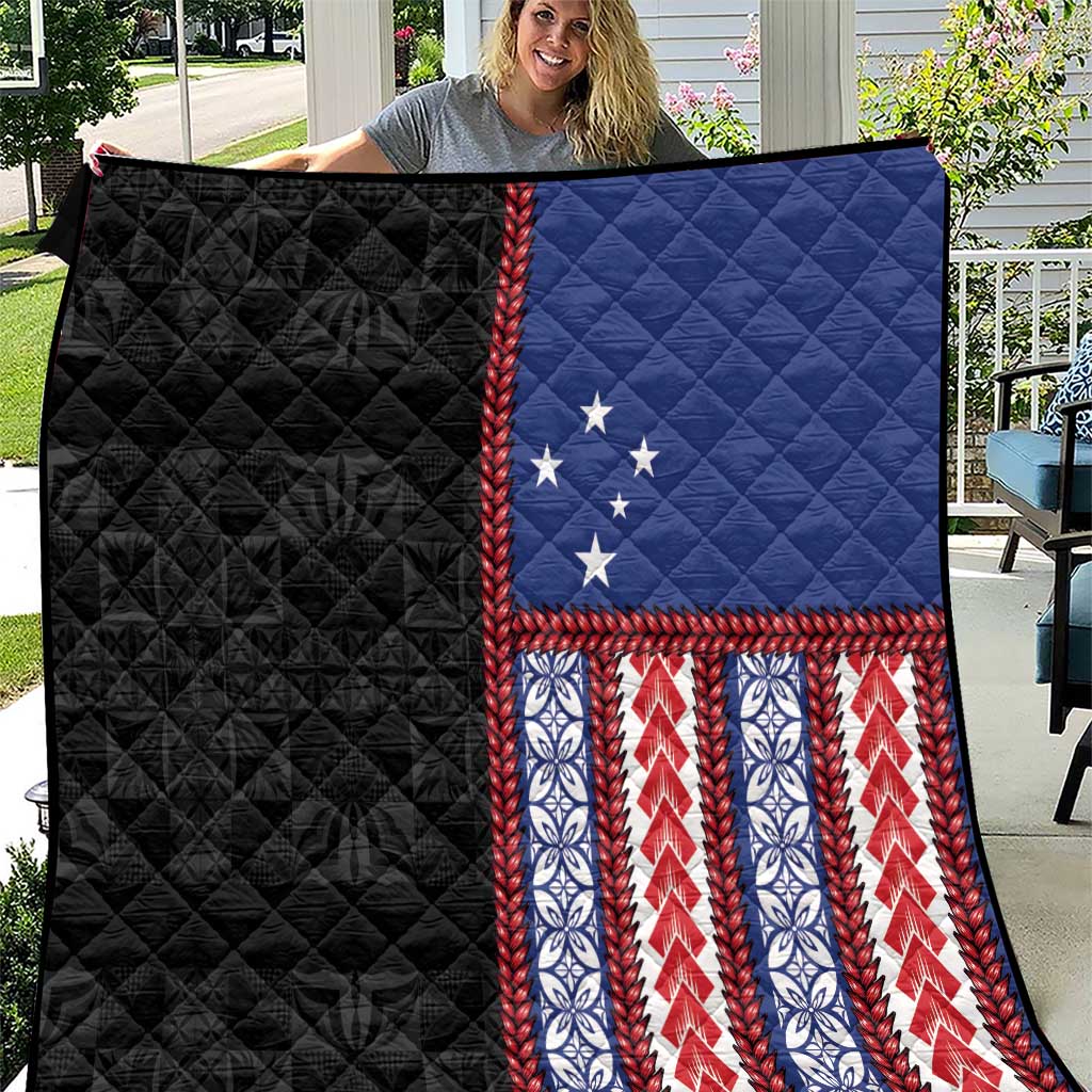 Samoa Flag Quilt Ula Fala With Samoan Siapo - Polynesian Pride