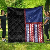 Samoa Flag Quilt Ula Fala With Samoan Siapo - Polynesian Pride