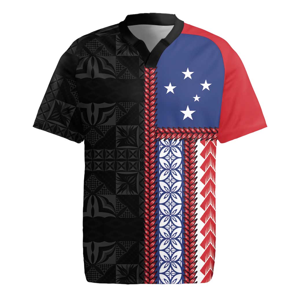 Samoa Flag Rugby Jersey Ula Fala With Samoan Siapo - Polynesian Pride