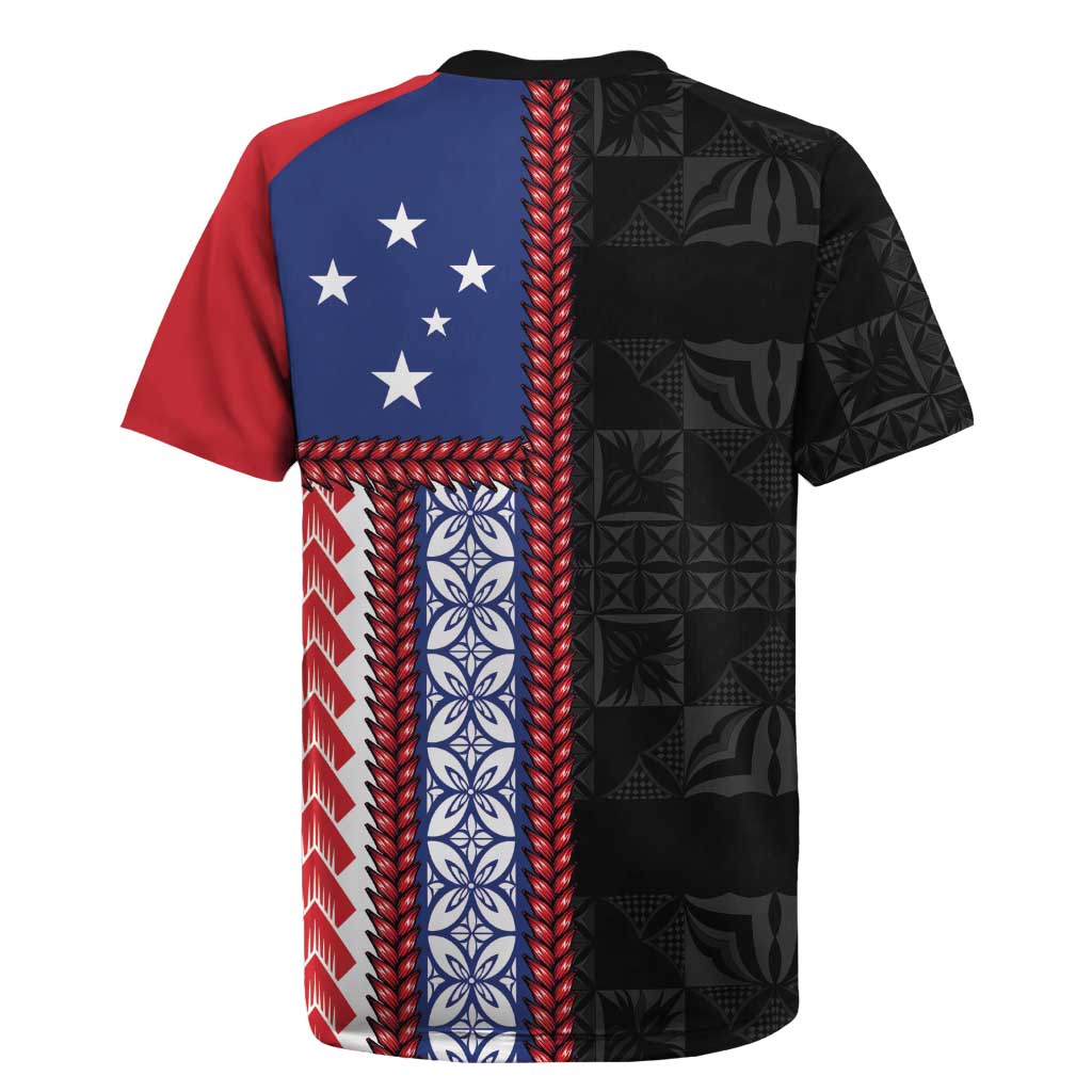 Samoa Flag Rugby Jersey Ula Fala With Samoan Siapo - Polynesian Pride