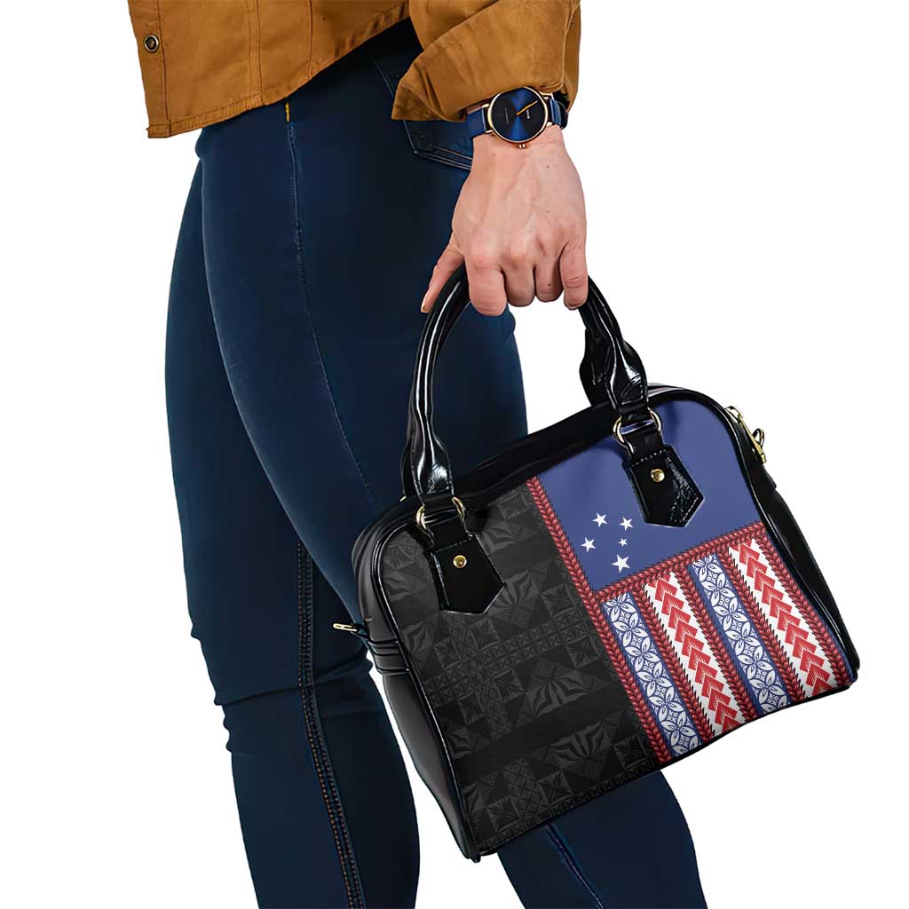 Samoa Flag Shoulder Handbag Ula Fala With Samoan Siapo - Polynesian Pride