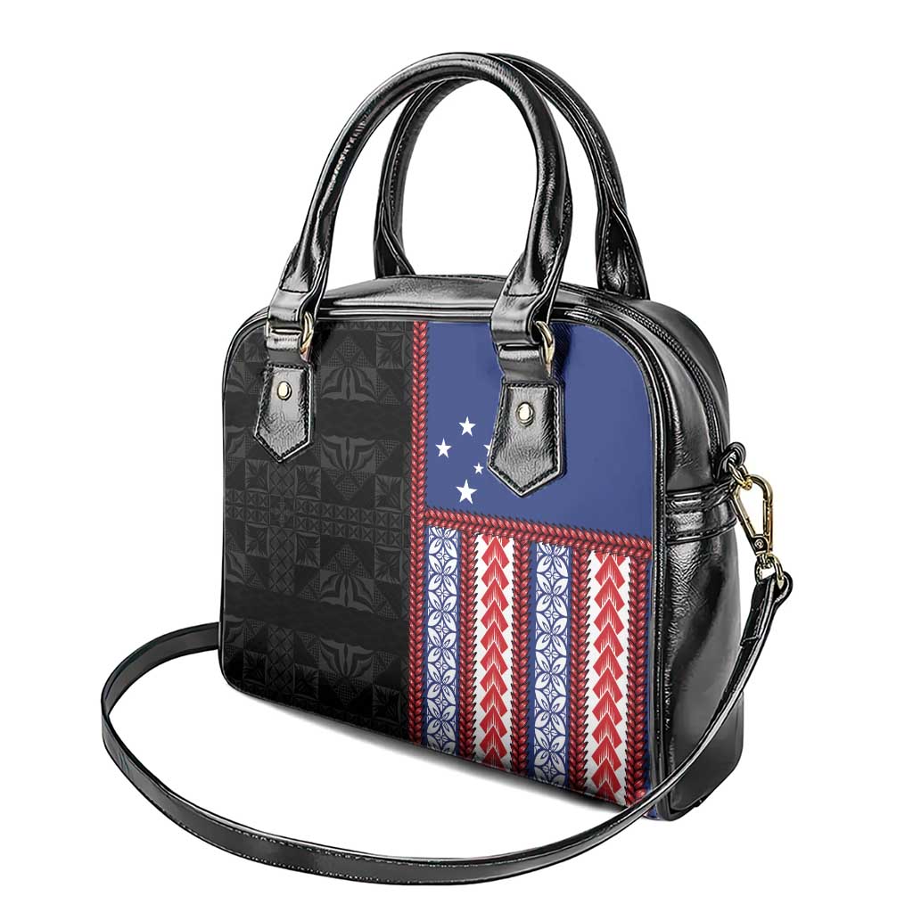 Samoa Flag Shoulder Handbag Ula Fala With Samoan Siapo - Polynesian Pride