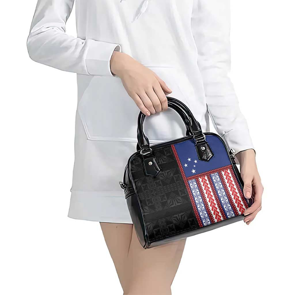 Samoa Flag Shoulder Handbag Ula Fala With Samoan Siapo - Polynesian Pride
