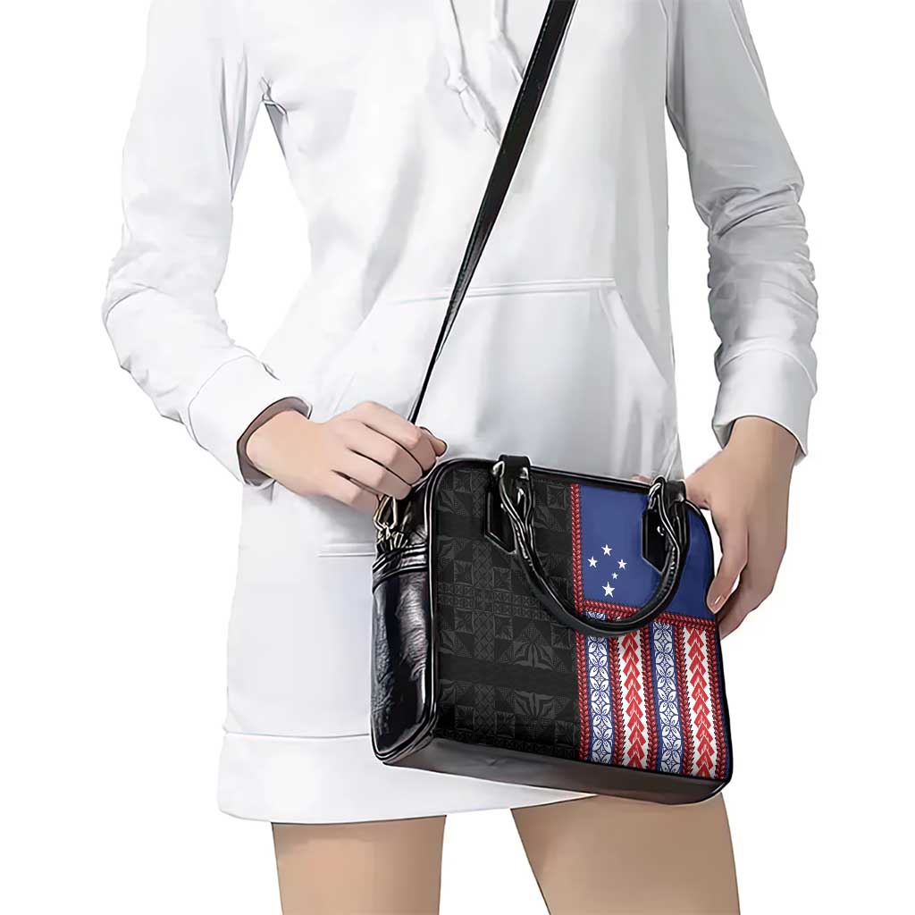 Samoa Flag Shoulder Handbag Ula Fala With Samoan Siapo - Polynesian Pride