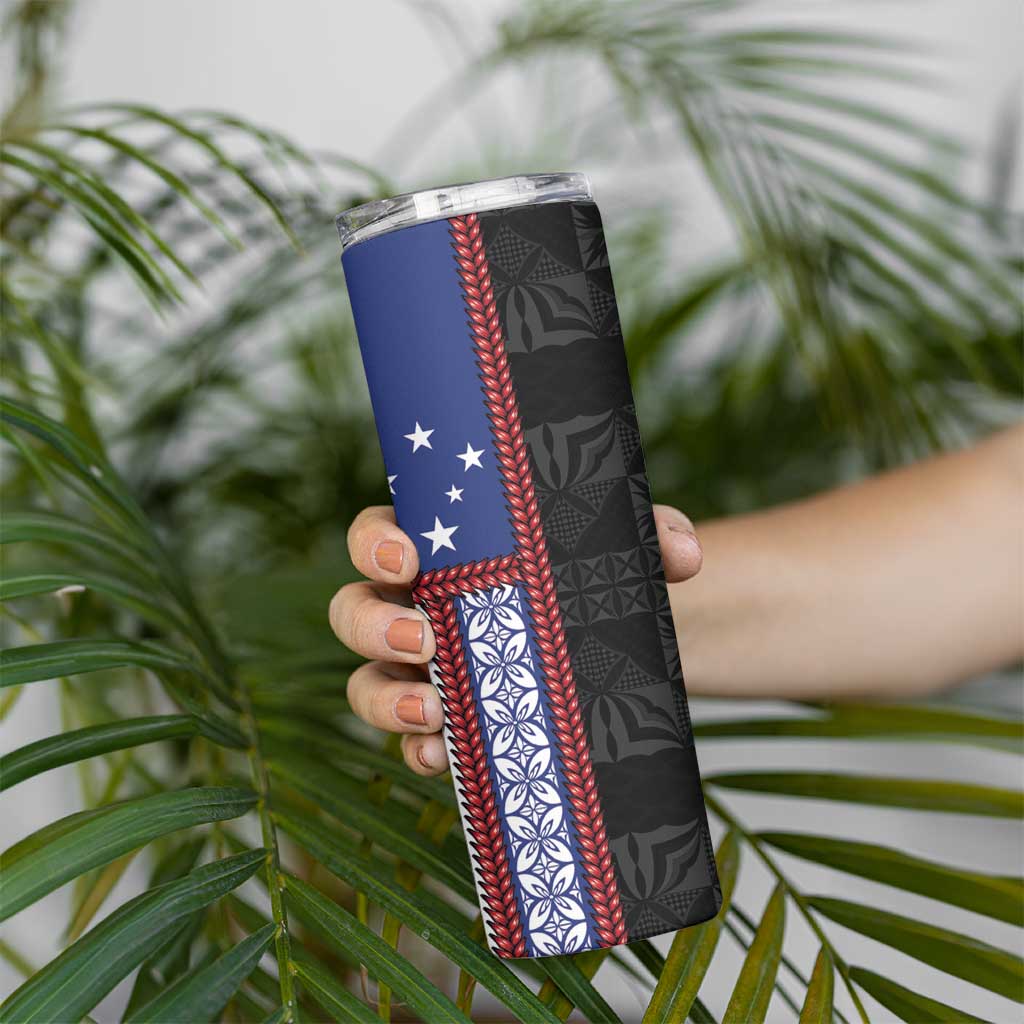 Samoa Flag Skinny Tumbler Ula Fala With Samoan Siapo LT05 - Polynesian Pride