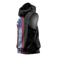 Samoa Flag Sleeveless Hoodie Ula Fala With Samoan Siapo LT05 - Polynesian Pride