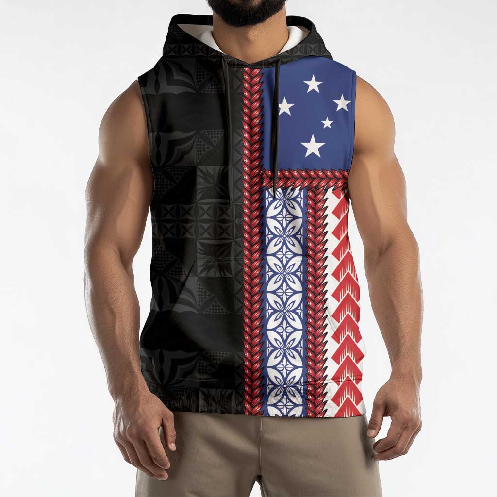 Samoa Flag Sleeveless Hoodie Ula Fala With Samoan Siapo LT05 - Polynesian Pride