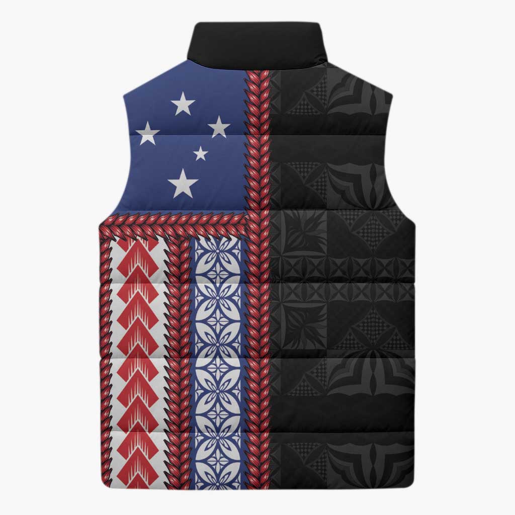 Samoa Flag Sleeveless Puffer Jacket Ula Fala With Samoan Siapo LT05 - Polynesian Pride