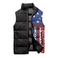 Samoa Flag Sleeveless Puffer Jacket Ula Fala With Samoan Siapo LT05 - Polynesian Pride