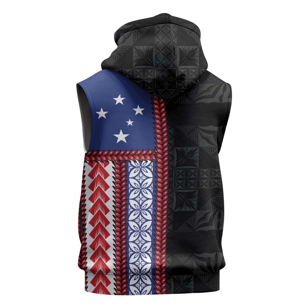 Samoa Flag Sleeveless Zip Hoodie Ula Fala With Samoan Siapo LT05 - Polynesian Pride