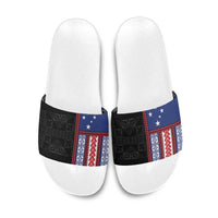 Samoa Flag Slide Sandals Ula Fala With Samoan Siapo - Polynesian Pride