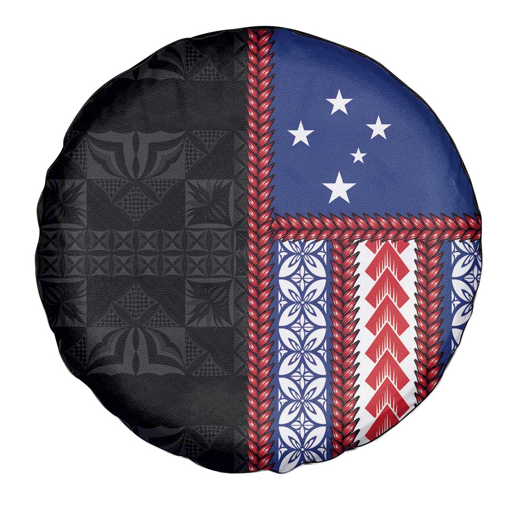 Samoa Flag Spare Tire Cover Ula Fala With Samoan Siapo - Polynesian Pride