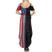 Samoa Flag Summer Maxi Dress Ula Fala With Samoan Siapo - Polynesian Pride