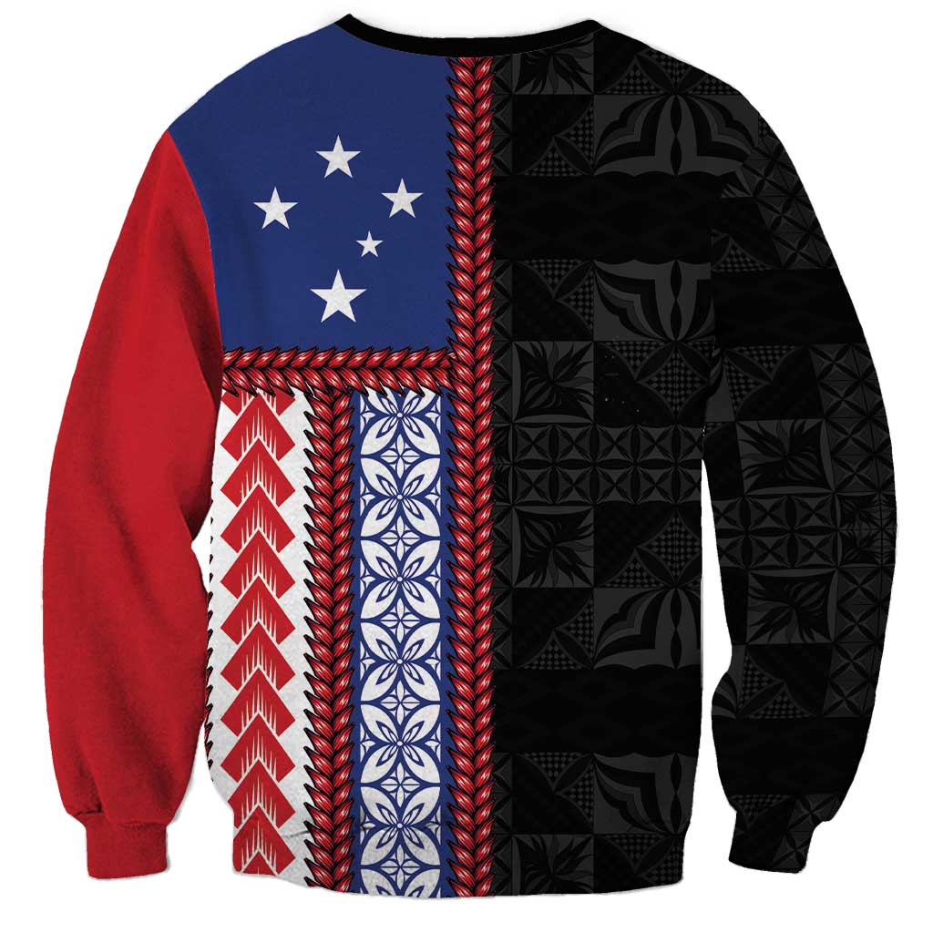 Samoa Flag Sweatshirt Ula Fala With Samoan Siapo LT05 - Polynesian Pride