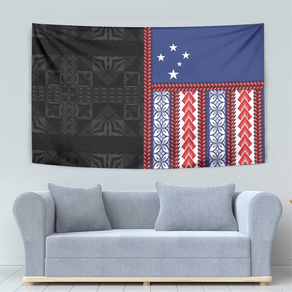 Samoa Flag Tapestry Ula Fala With Samoan Siapo - Polynesian Pride