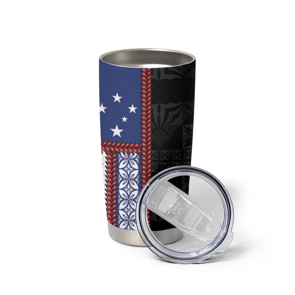 Samoa Flag Tumbler Cup Ula Fala With Samoan Siapo LT05 - Polynesian Pride