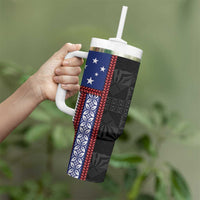 Samoa Flag Tumbler With Handle Ula Fala With Samoan Siapo - Polynesian Pride