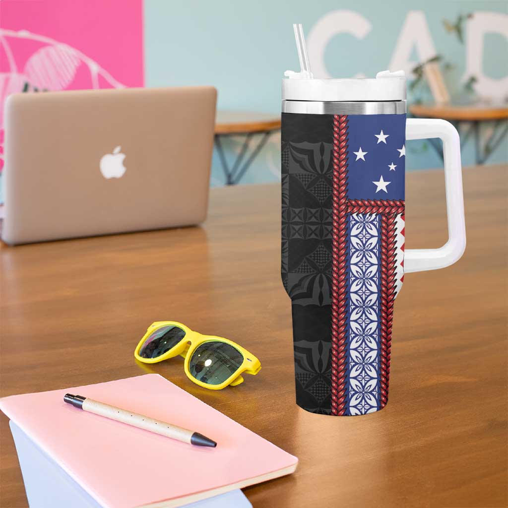 Samoa Flag Tumbler With Handle Ula Fala With Samoan Siapo - Polynesian Pride