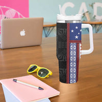Samoa Flag Tumbler With Handle Ula Fala With Samoan Siapo - Polynesian Pride