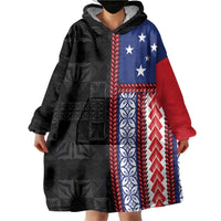 Samoa Flag Wearable Blanket Hoodie Ula Fala With Samoan Siapo LT05 - Polynesian Pride