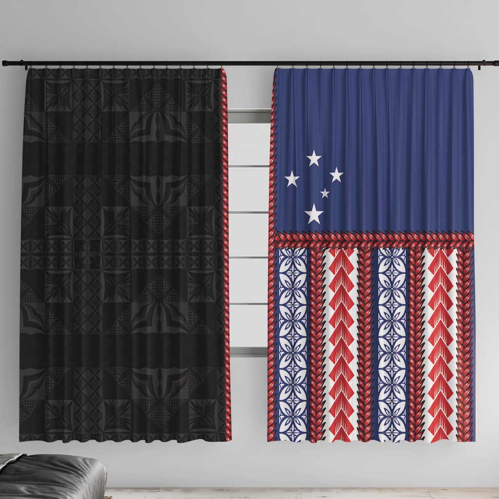 Samoa Flag Window Curtain Ula Fala With Samoan Siapo - Polynesian Pride